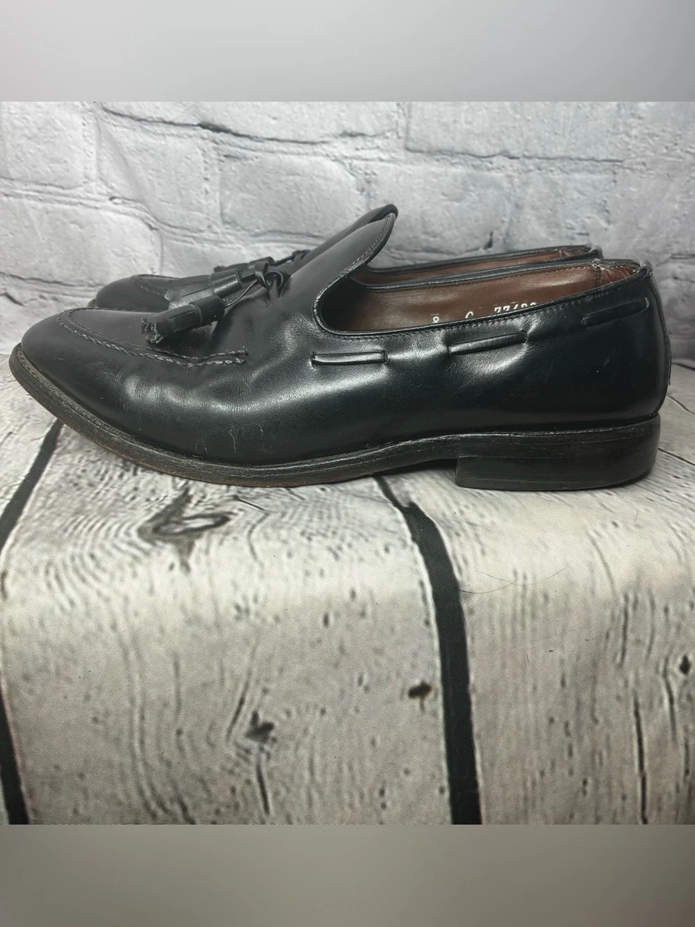 Vtg Allen Edmonds Old Money Ivy League Black Leather Tassel Preppy Loafers 8C